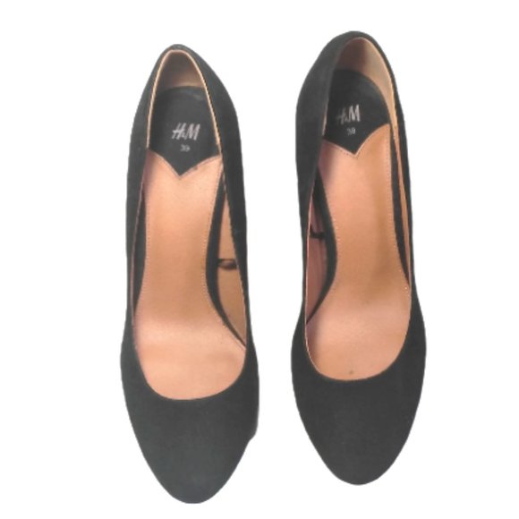 H&M black suede type heels platform Size 8 - 4.25" high - Picture 3 of 8